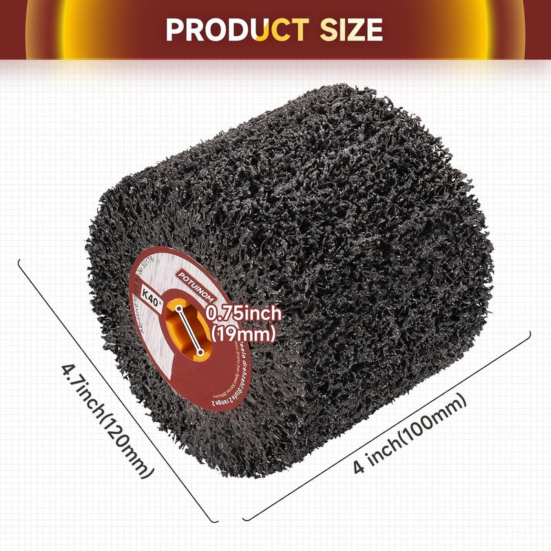 POTUINOM Abrasive Drawing Wheel Surface Conditioning Tool 40 Grit 120 x 100 x 19 mm Wire Drawing Polishing Burnishing Wheel for Wood Metal Surface Polishing 4.7"x 4" - Image 2